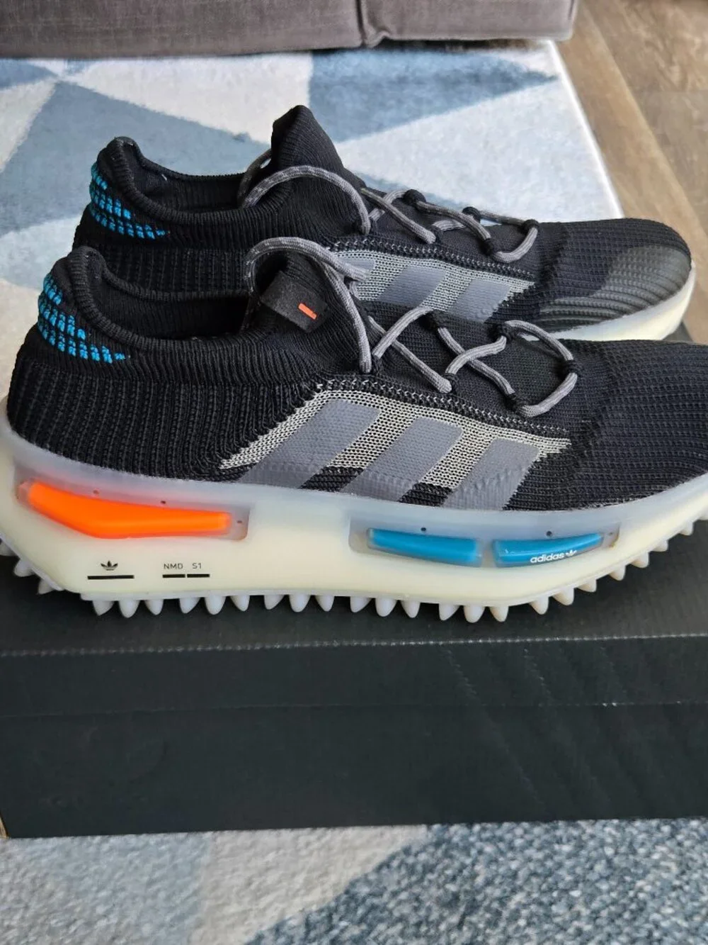 Adidas NMD S1 Core Black Blue Orange sneakers Men Size 9